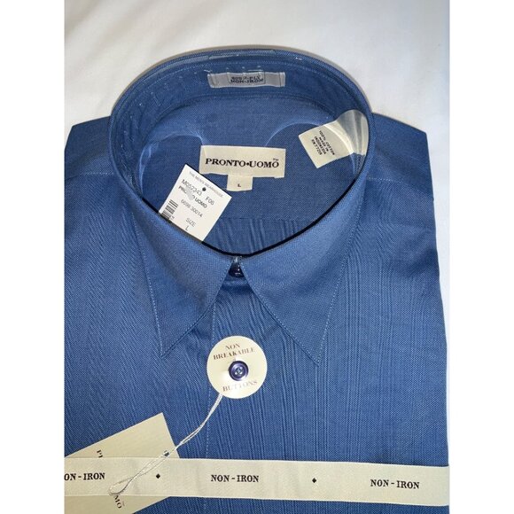 Pronto Uomo Blue Woven texture Dress Shirt Size Large - Picture 3 of 6